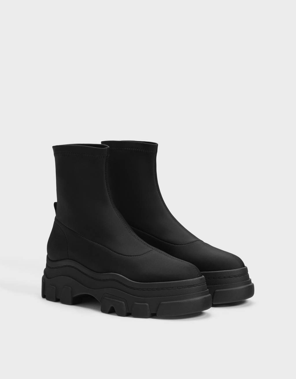 High Heel Track Sole Ankle Boots Sneakers Bershka United Arab