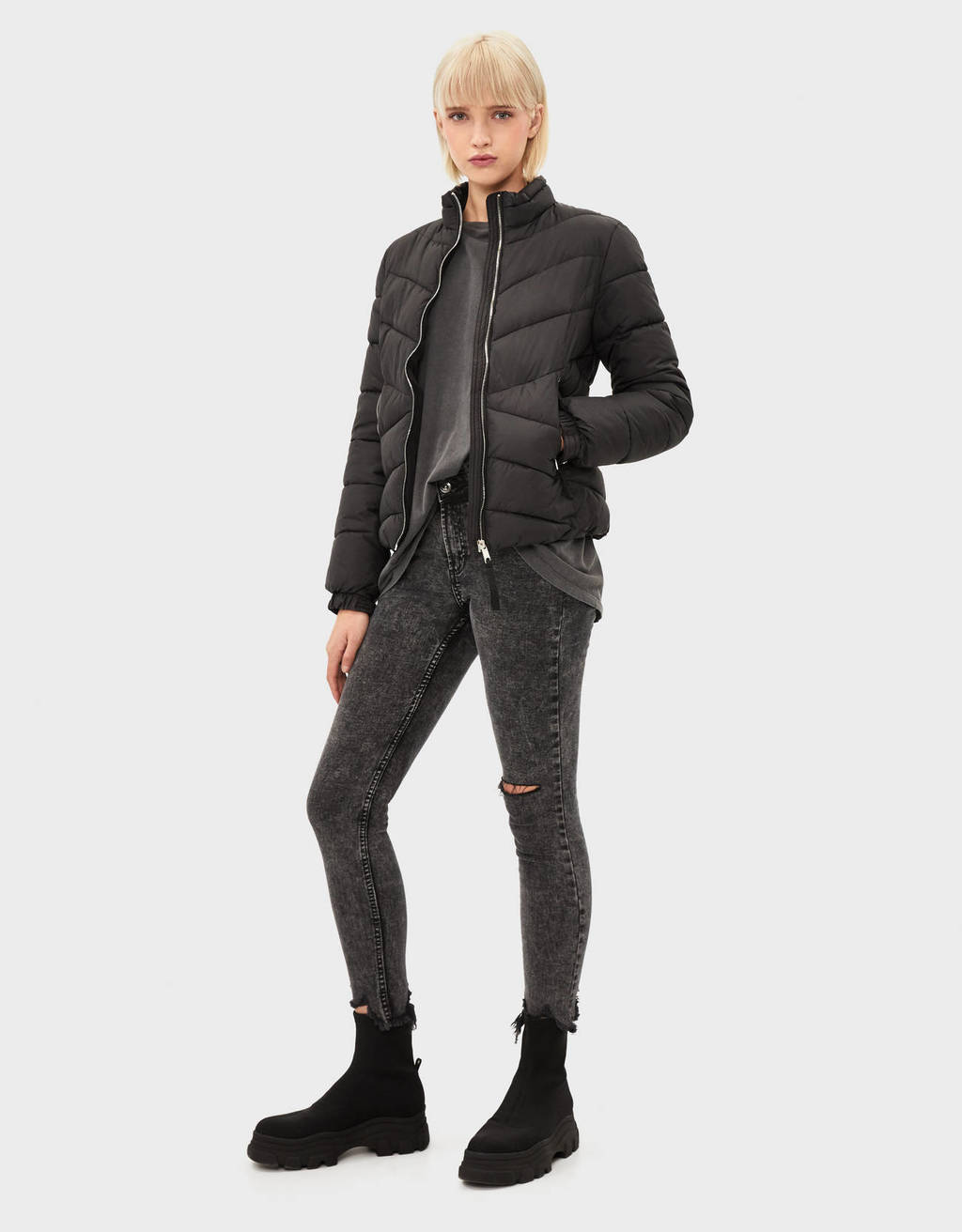 High Heel Track Sole Ankle Boots Sneakers Bershka United Arab