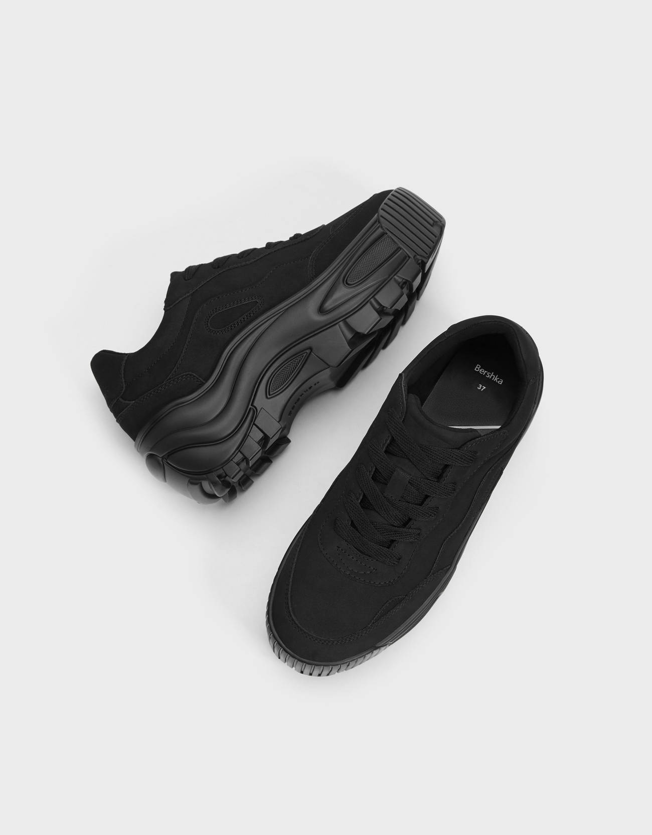 bershka monochrome platform trainers