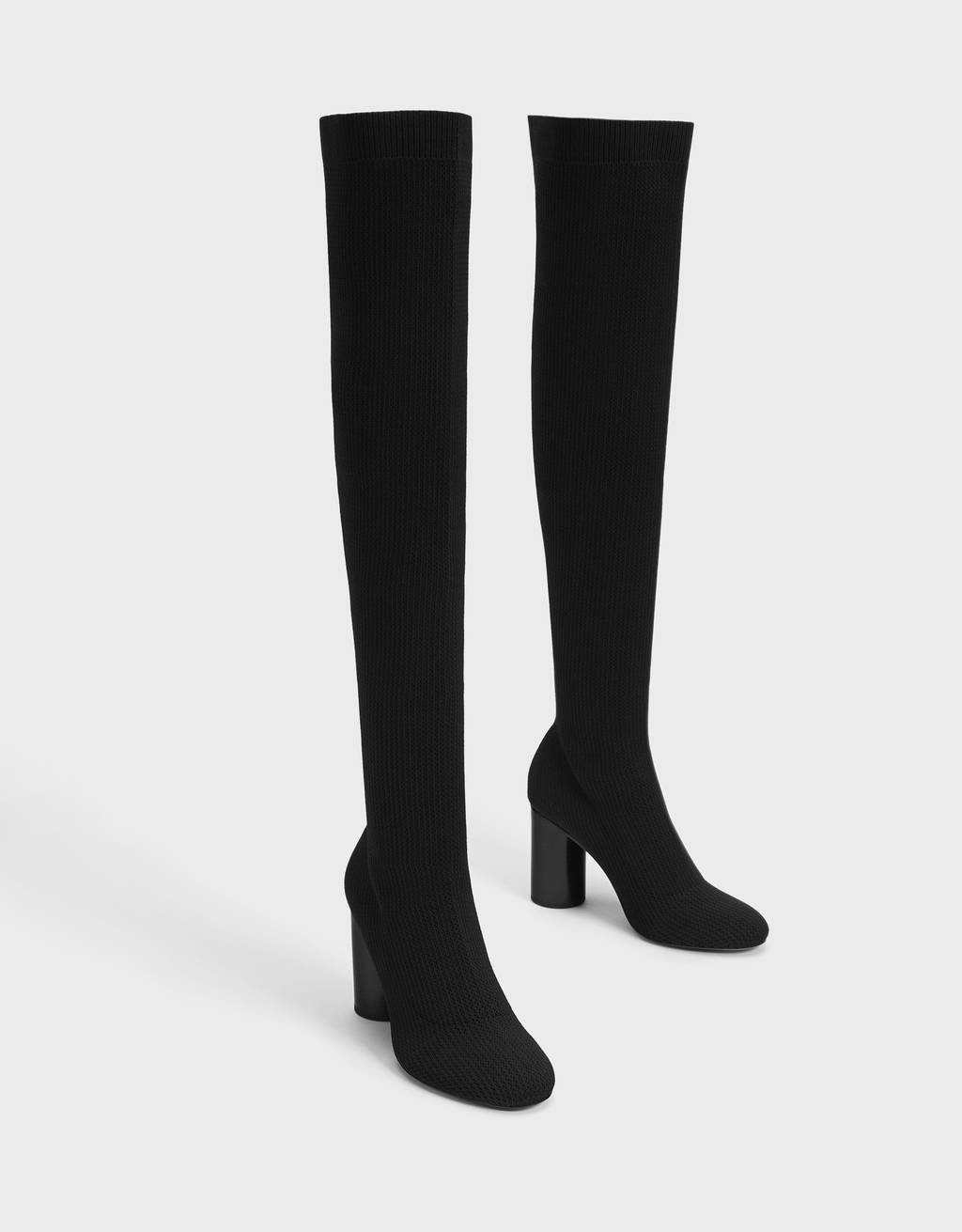 Botas tacón tejido elástico - null - Bershka Nicaragua
