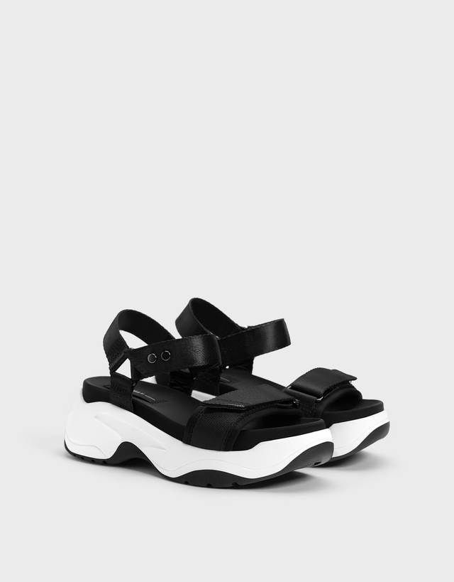 Sandalia plataforma deportiva tejido - null - Bershka Maroc