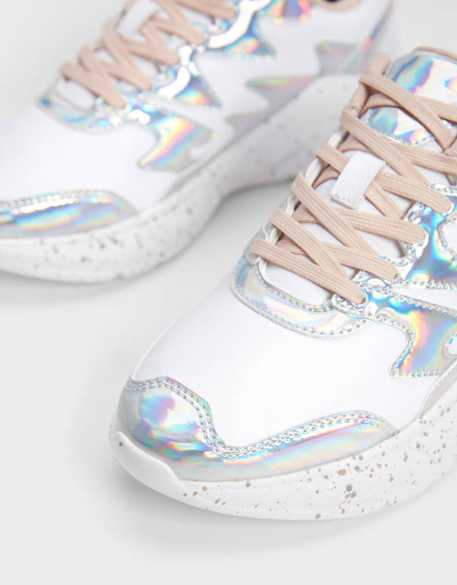 Contrast iridescent sneakers
