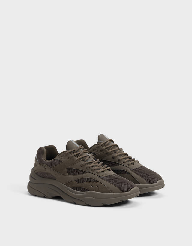 Men S Contrast Mesh Trainers New Bershka Spain