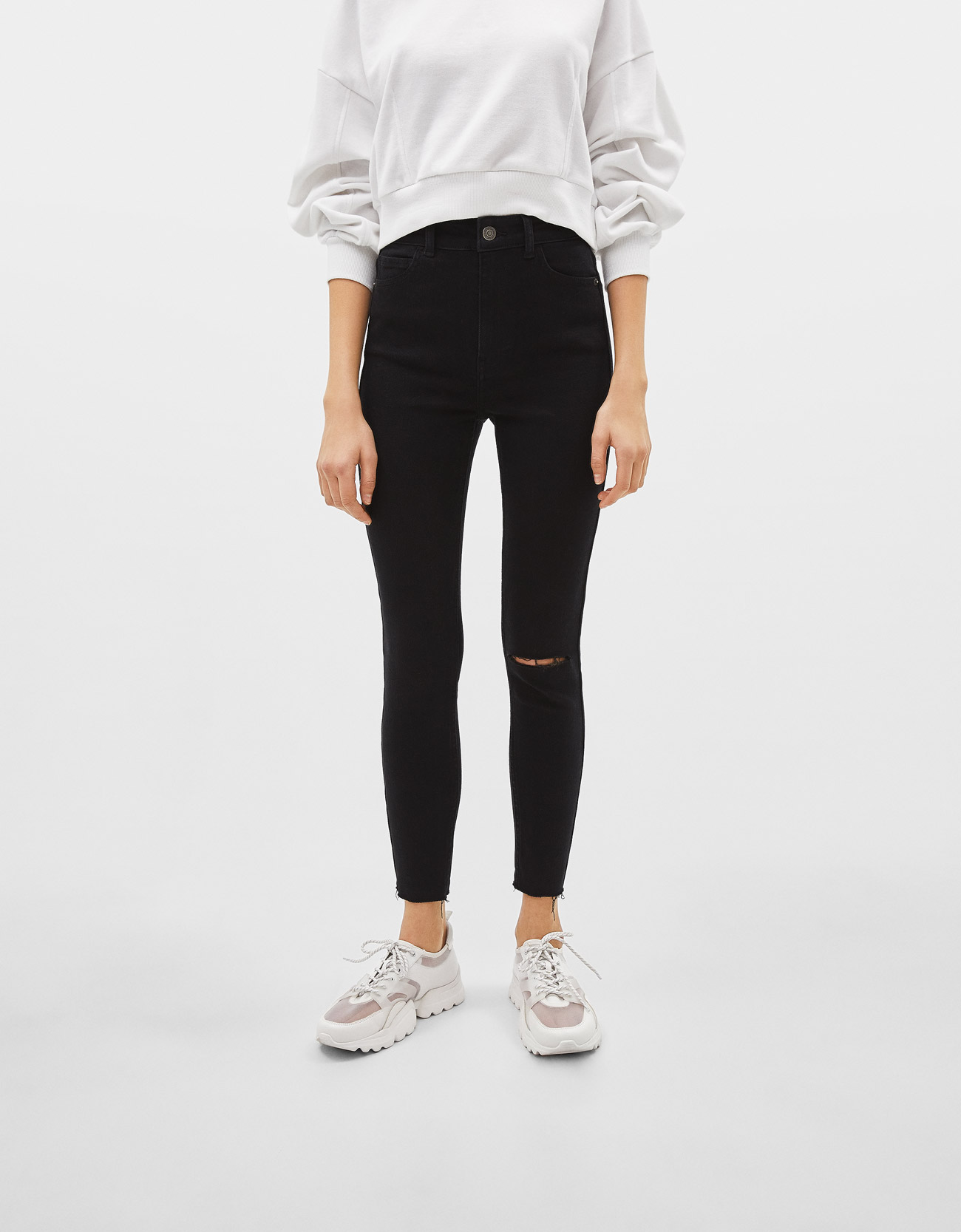 bershka super high rise cropped