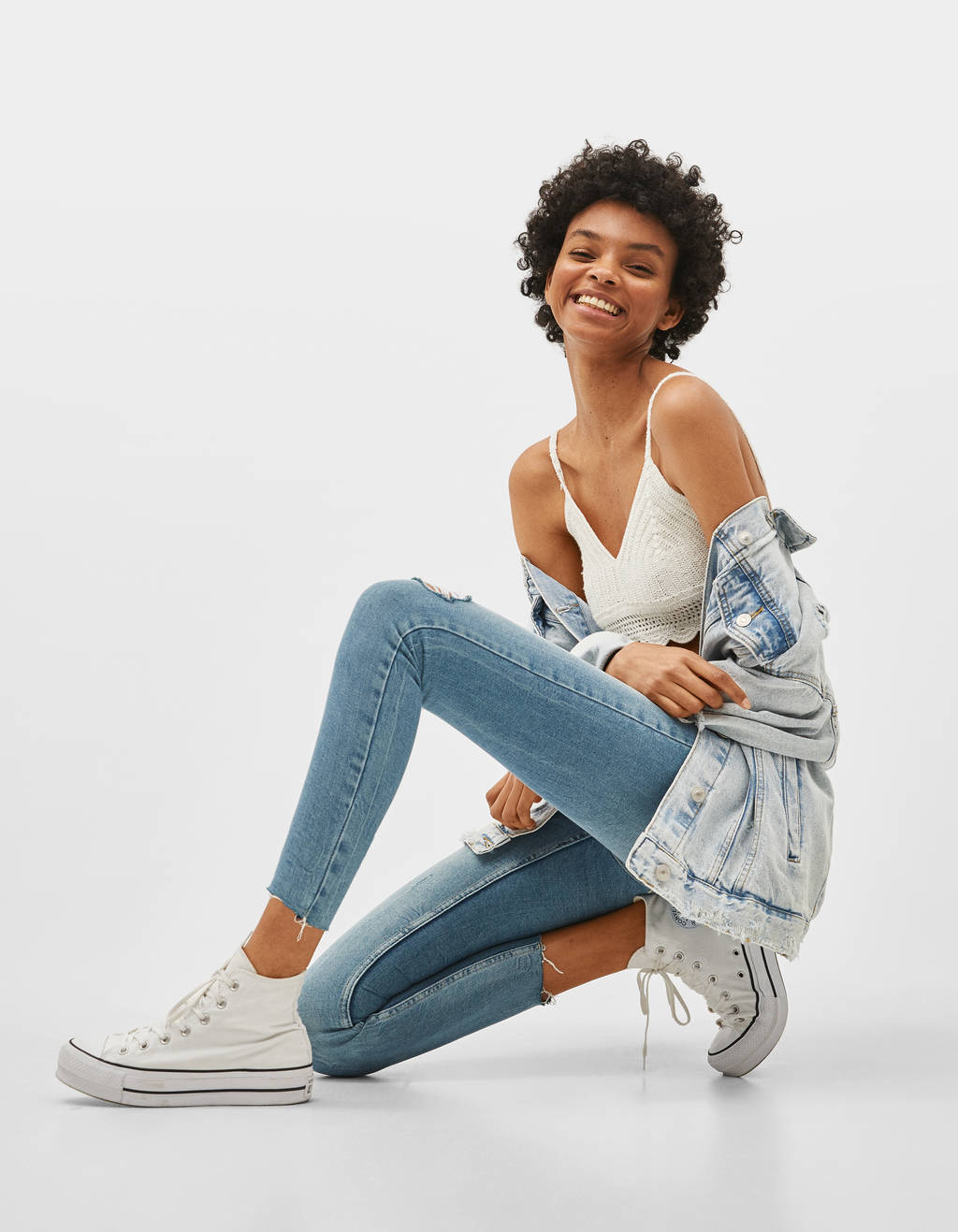 straight cropped jeans bershka
