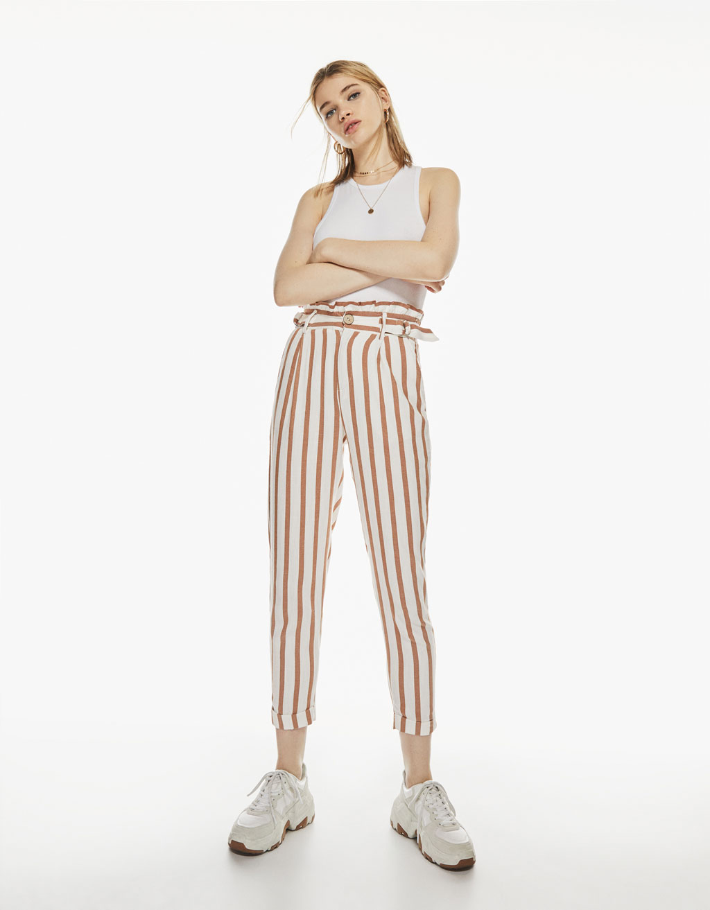 bershka striped trousers