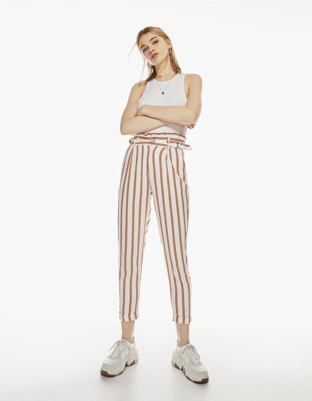 bershka striped trousers