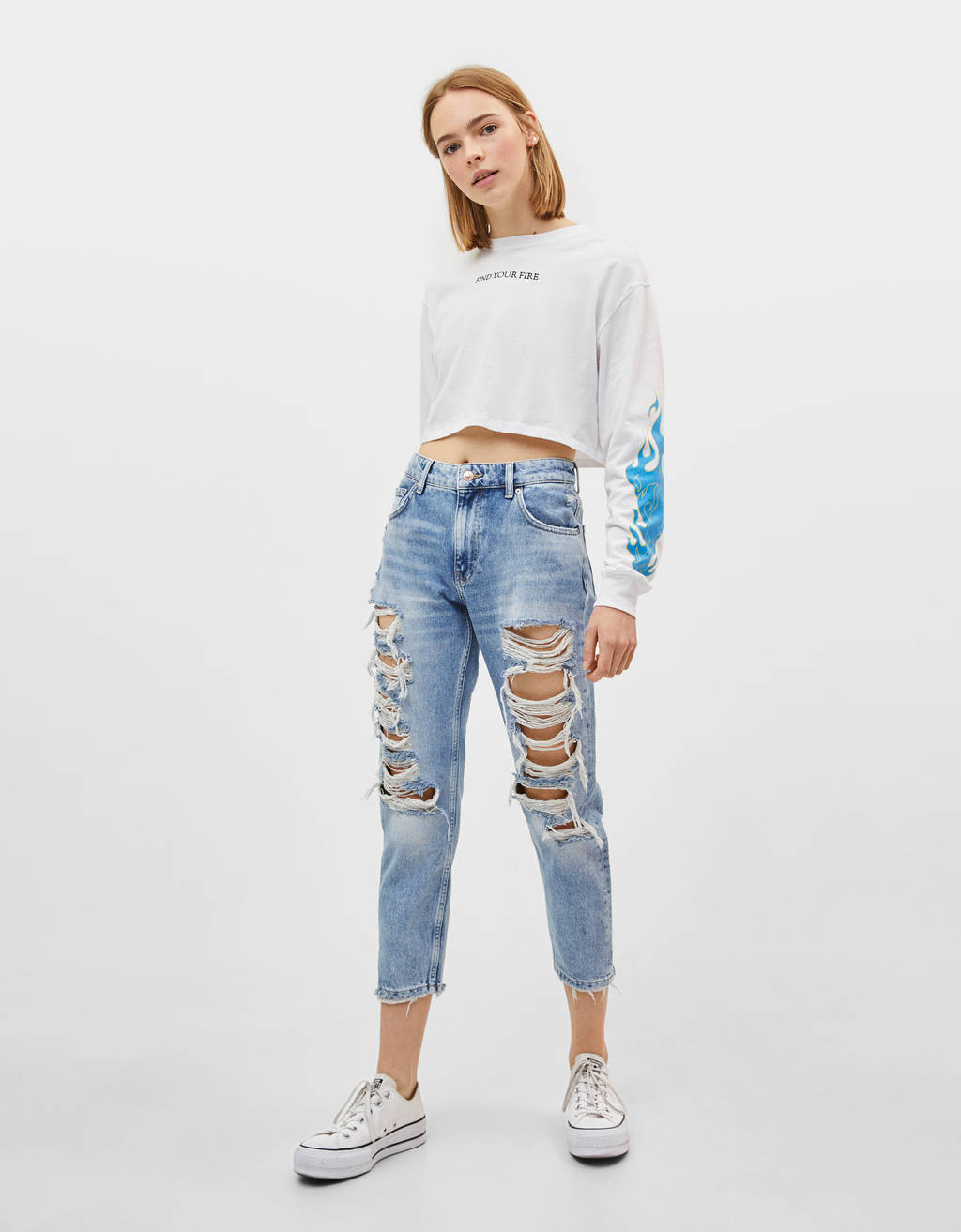 Ripped straight fit jeans - Jeans 