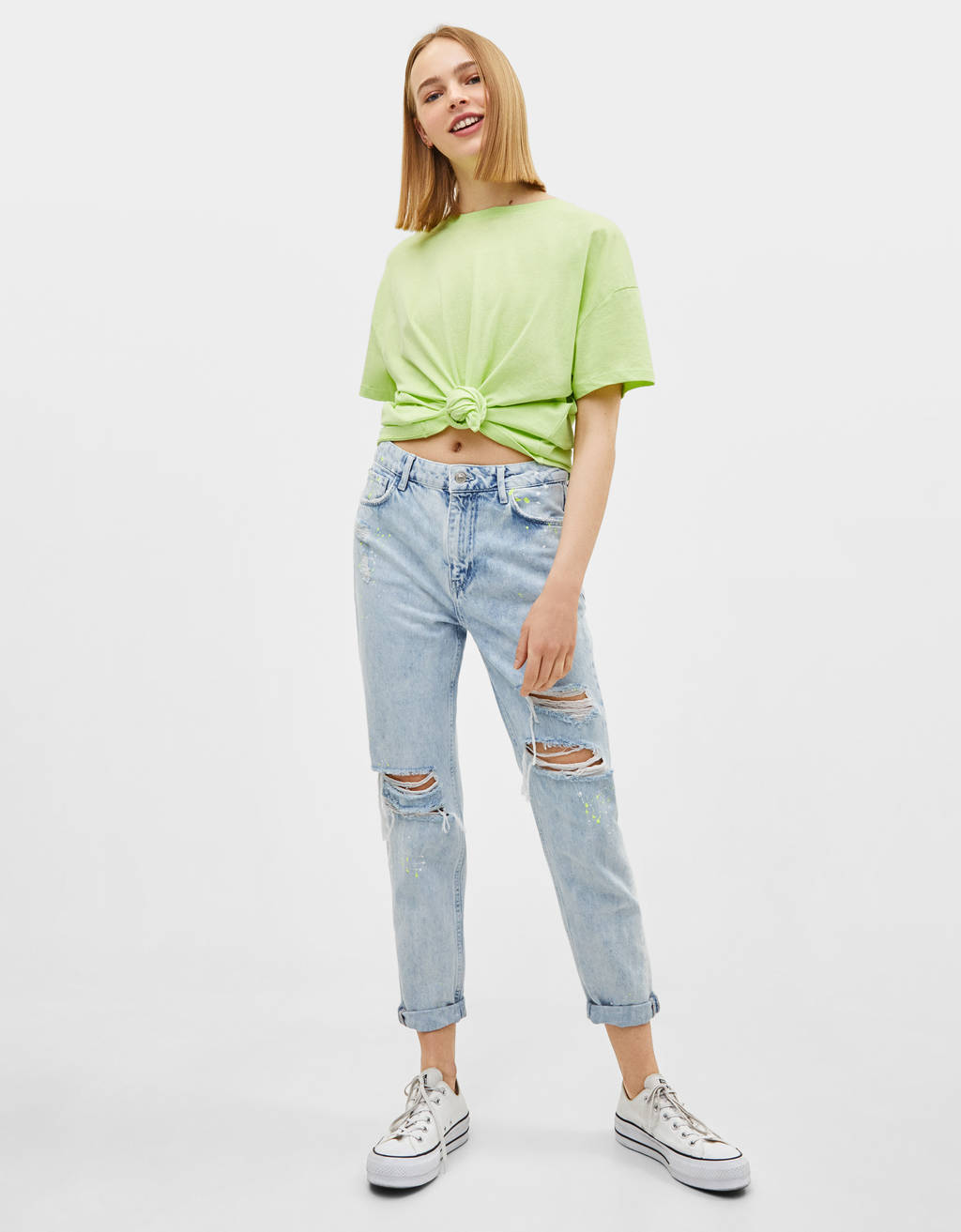 High waist mom jeans - Short - Bershka 