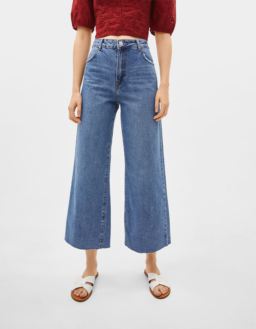 High Rise Wide Leg Jeans - High Waist 