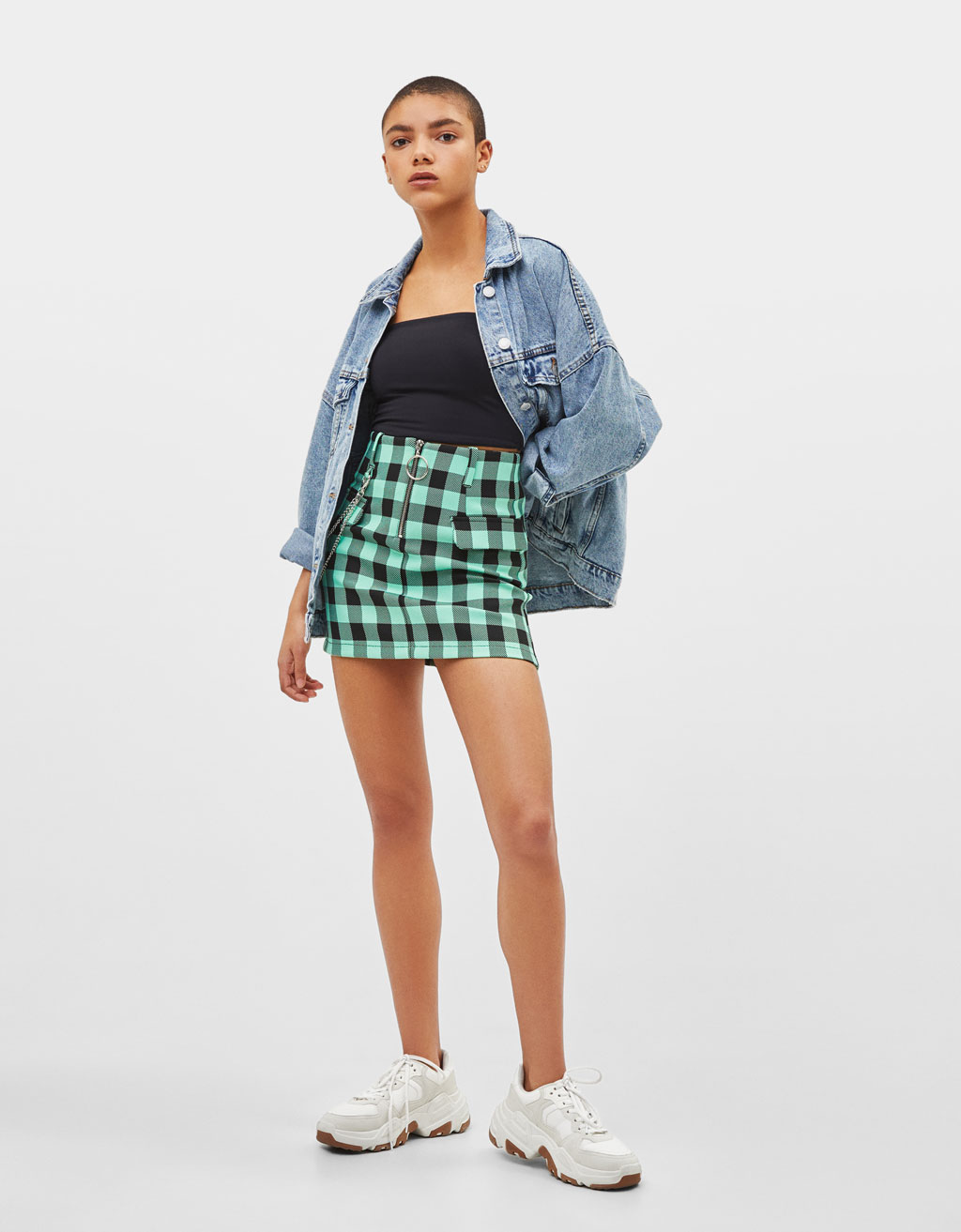Desenli Mini Etek Null Bershka Turkey