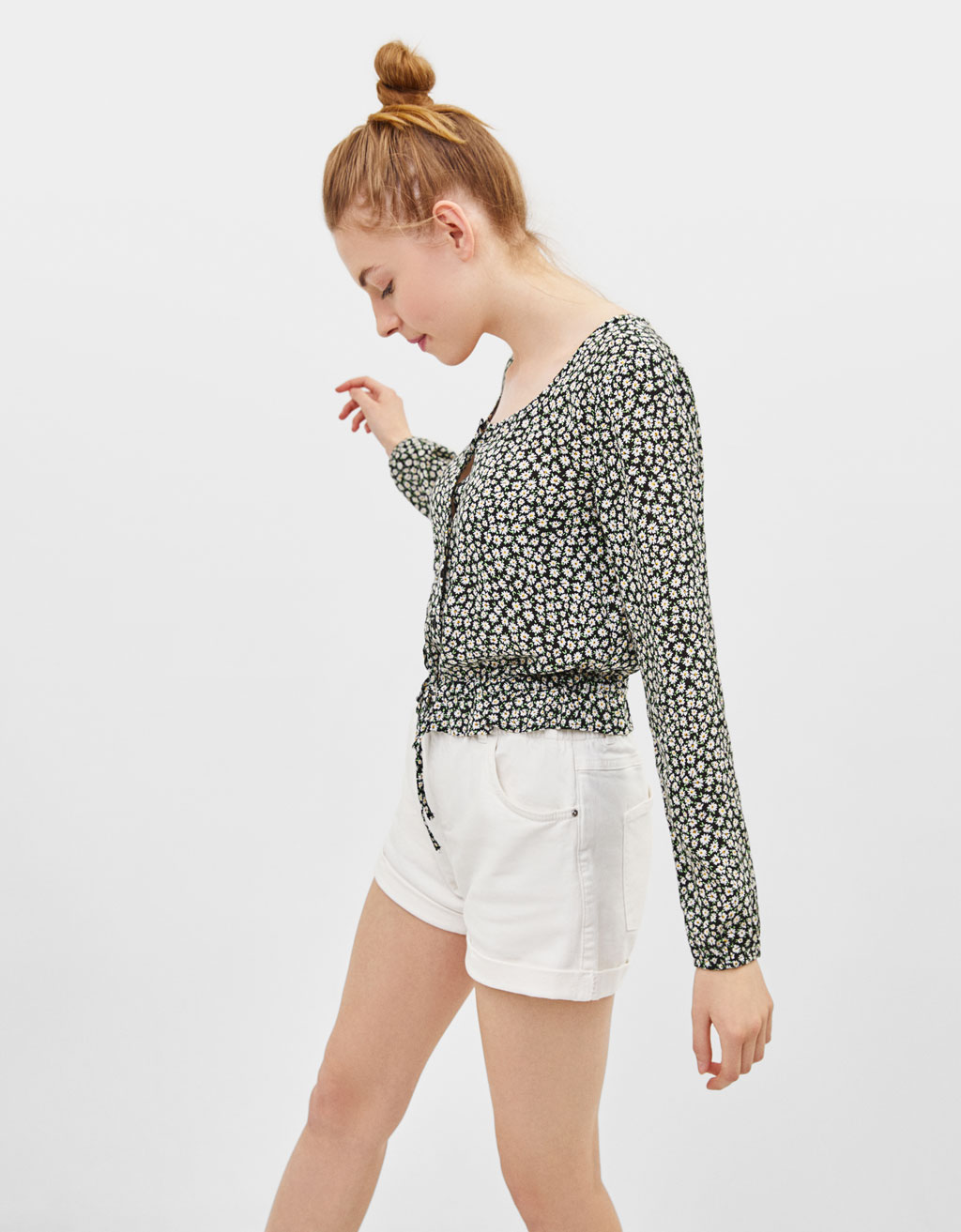 Flores Blusa Con De Con Estampado Blusa wqqnzPxC