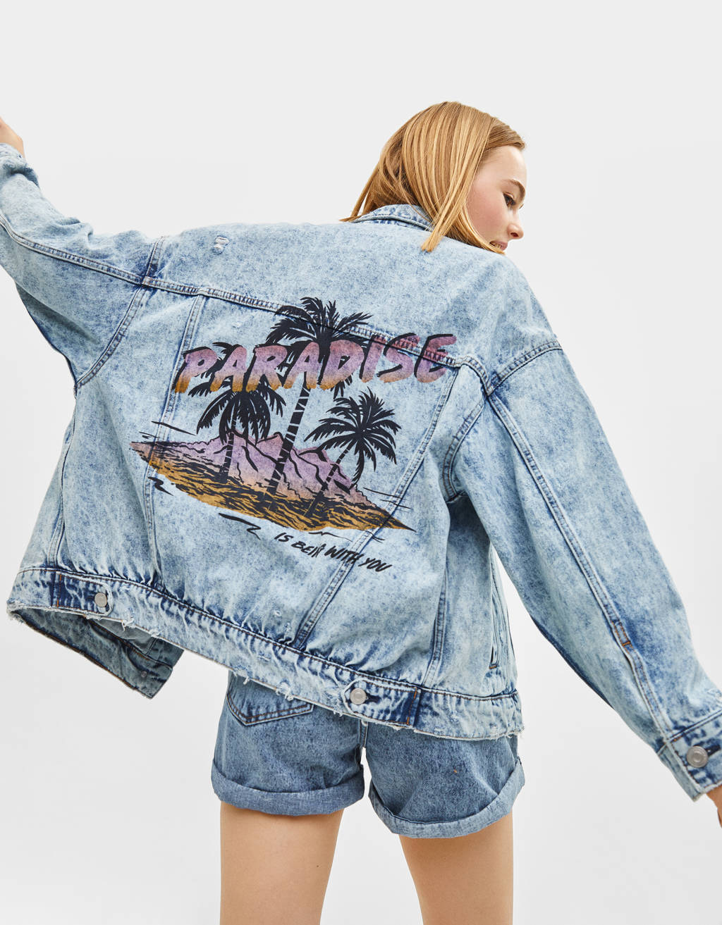 Oversized acid wash denim jacket 