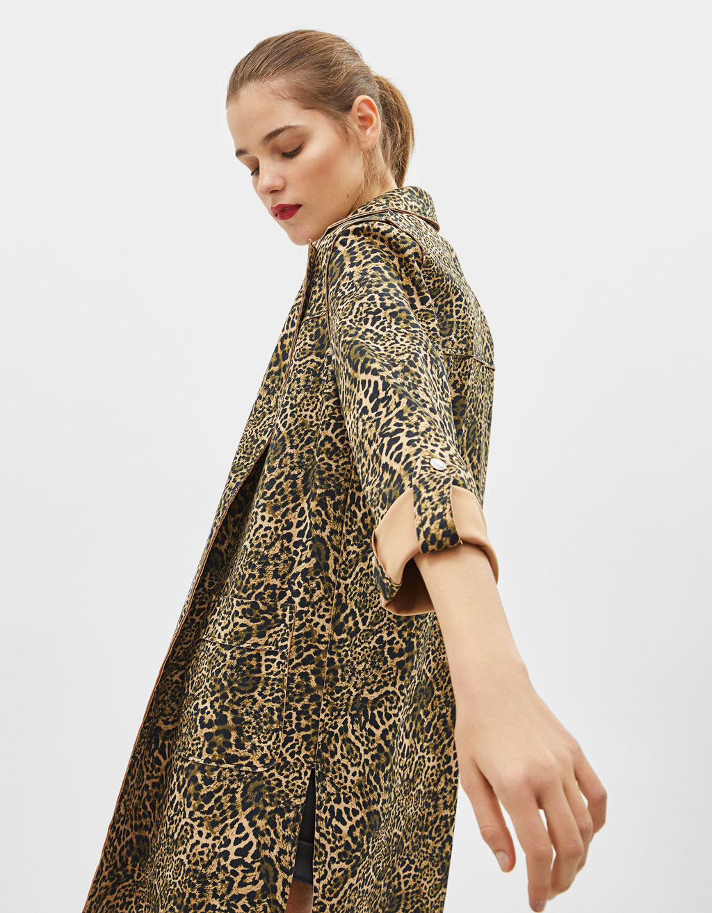 Leopard print faux suede jacket