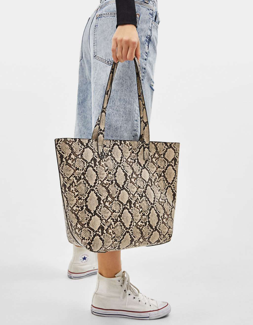 Snakeskin Print Tote Bag