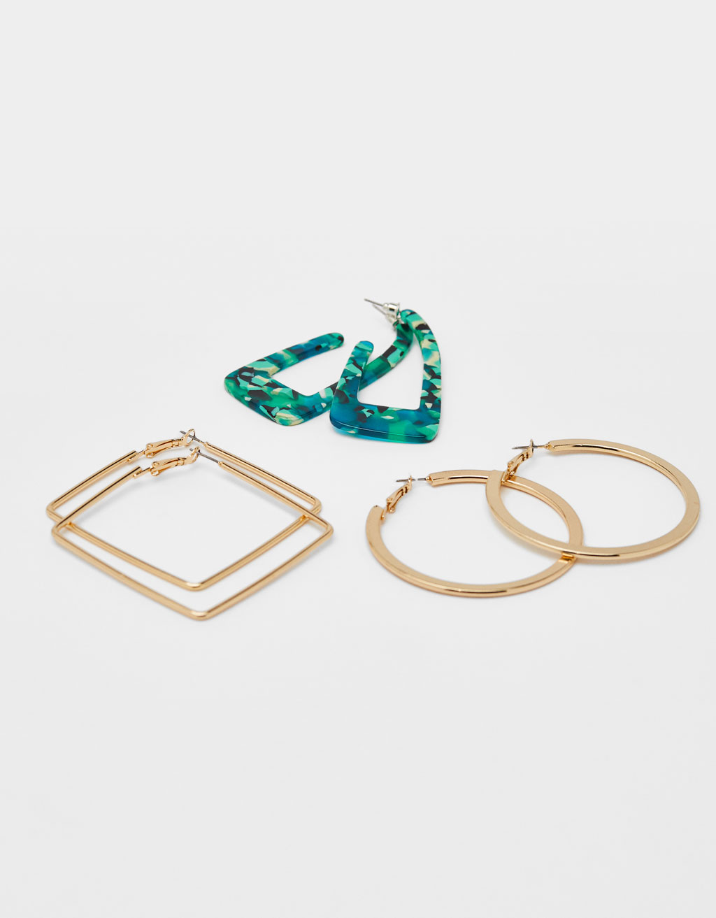 Set of 3 pairs of hoop earrings