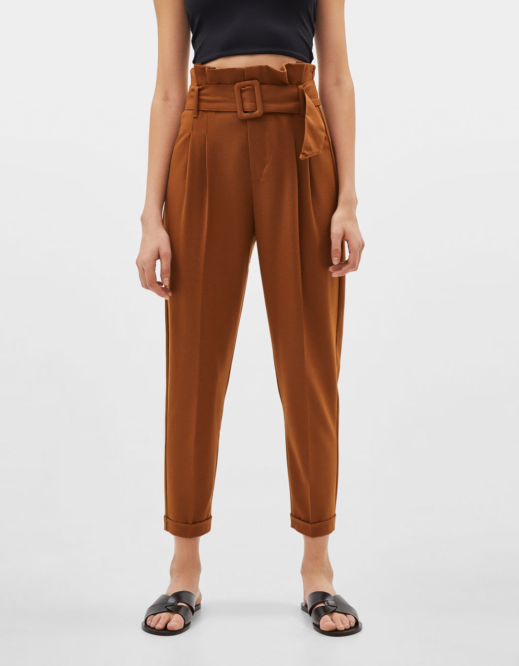 pantaloni paper bag bershka