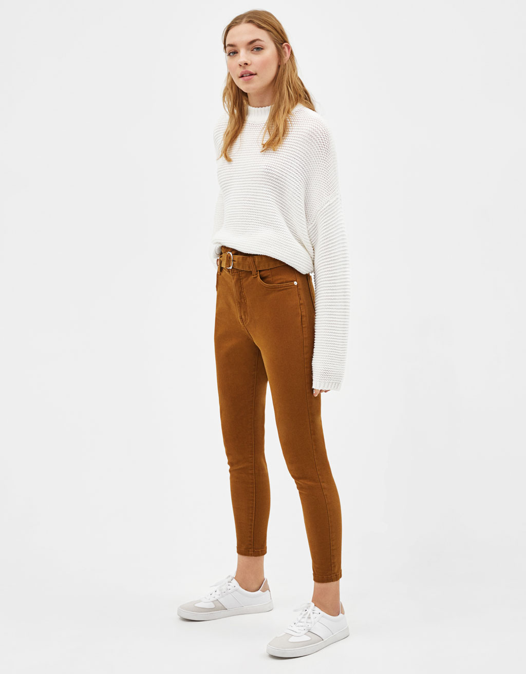 брюки с широким поясом Paperbag Bershka Russia