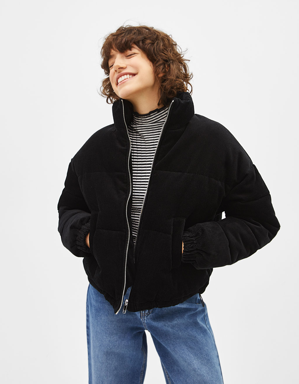 bershka corduroy puffer jacket