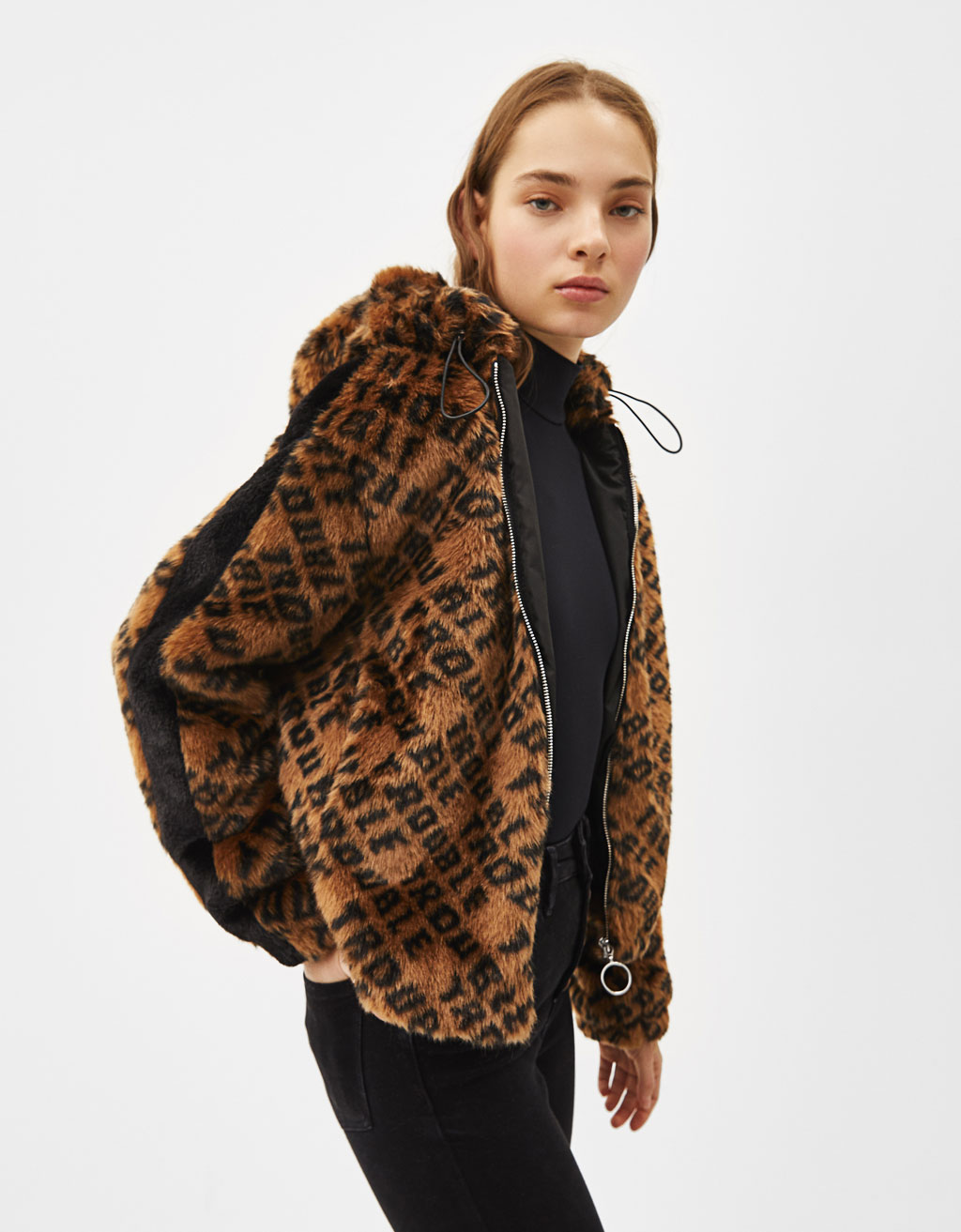 fluffy jacket bershka