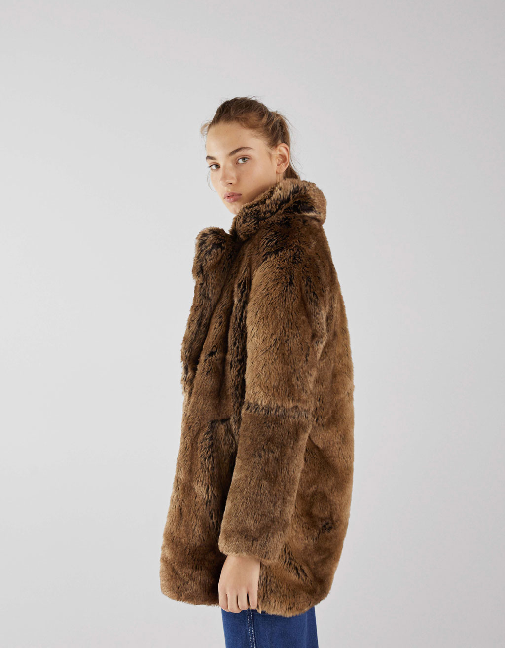 Abrigo pelo mujer bershka Clearance