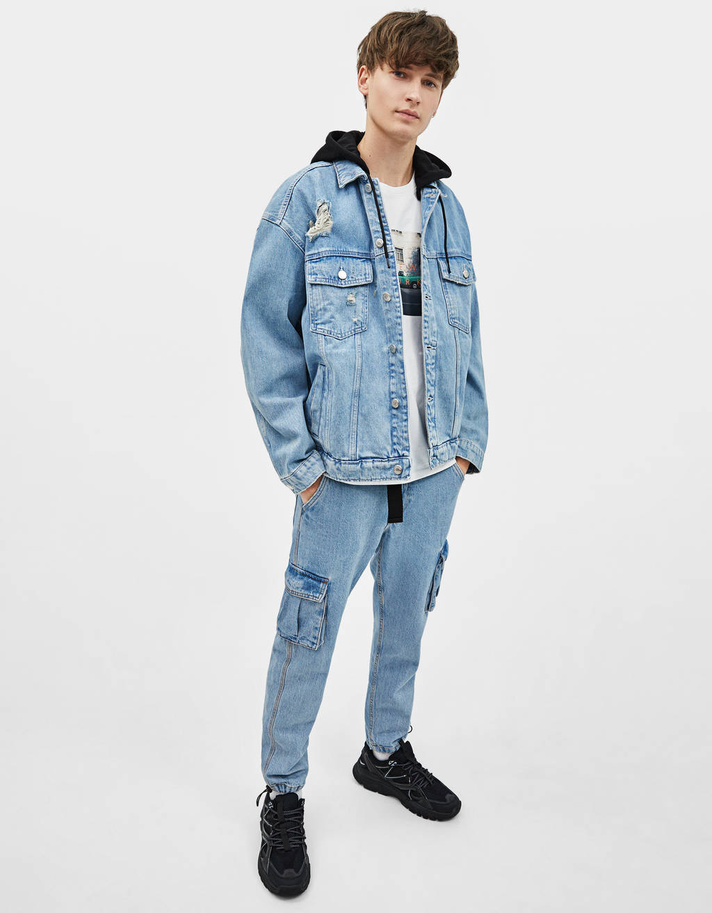 oversized jean jacket with hood