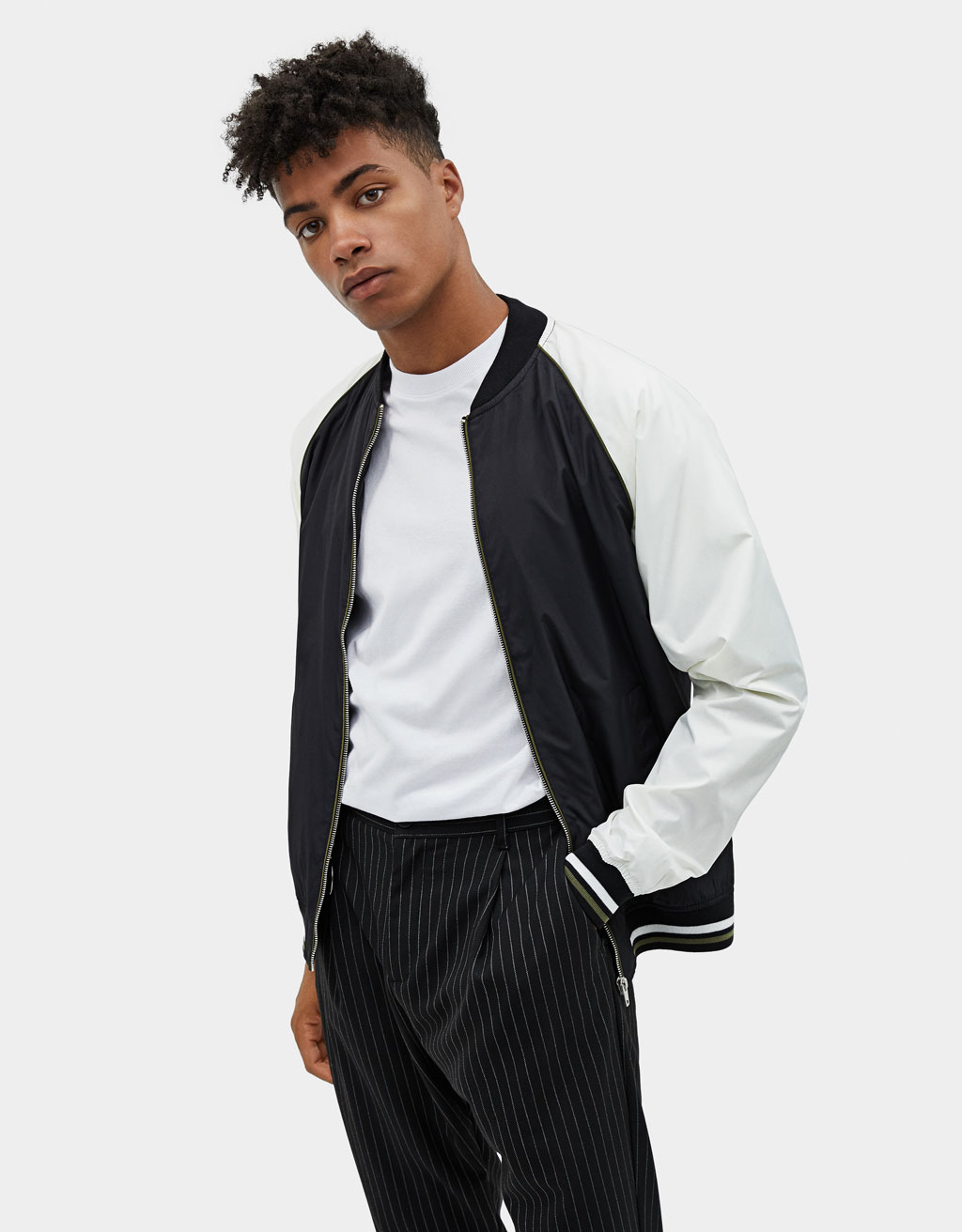 Lightweight Bomber Jacket T Shirts Bershka Indonesia