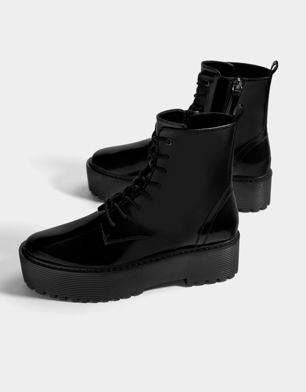 bershka patent ankle boot
