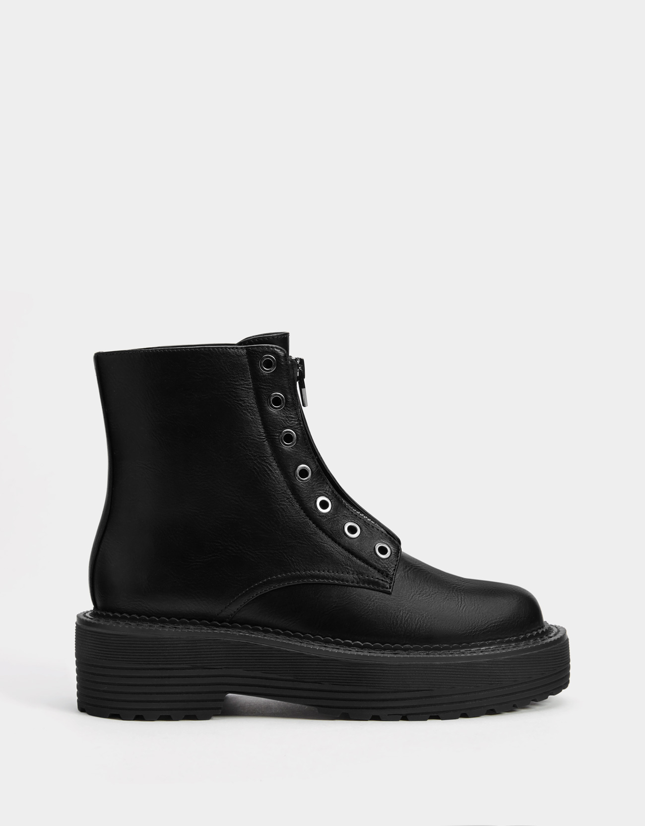 bershka patent ankle boot