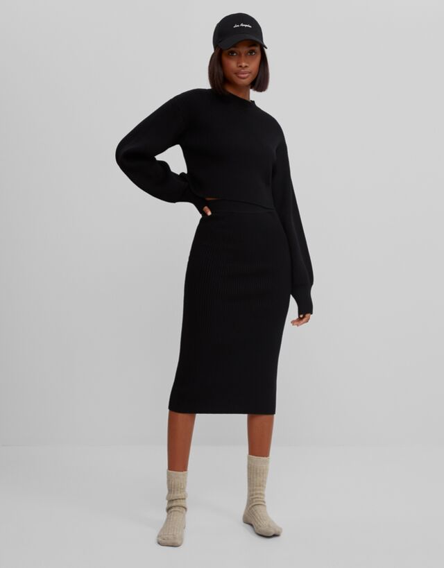 knit skirt and sweater set