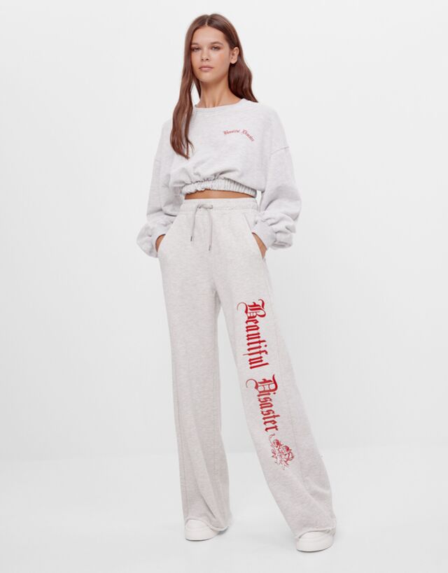 cropped sweatshirt and sweatpants