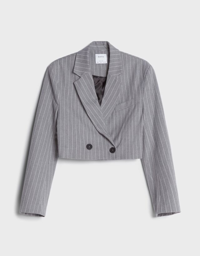 Bershka striped cropped blazer