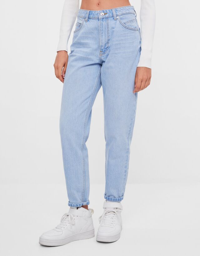 Jeans Mujer | Bershka Jeans Mom Gris - Bellavista