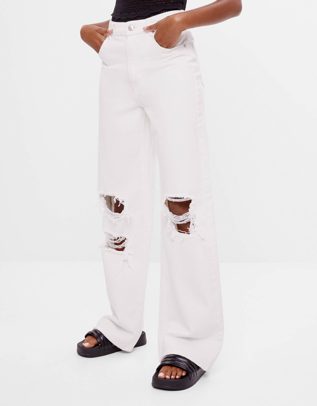 Wide-leg '90s jeans - Denim - Woman | Bershka