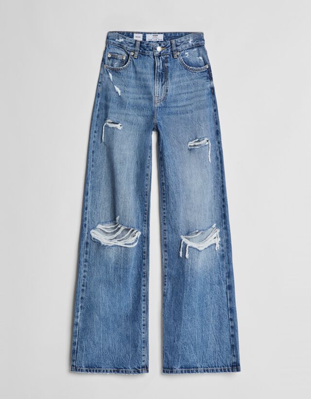 Wide-leg '90s jeans - NEW - Woman | Bershka