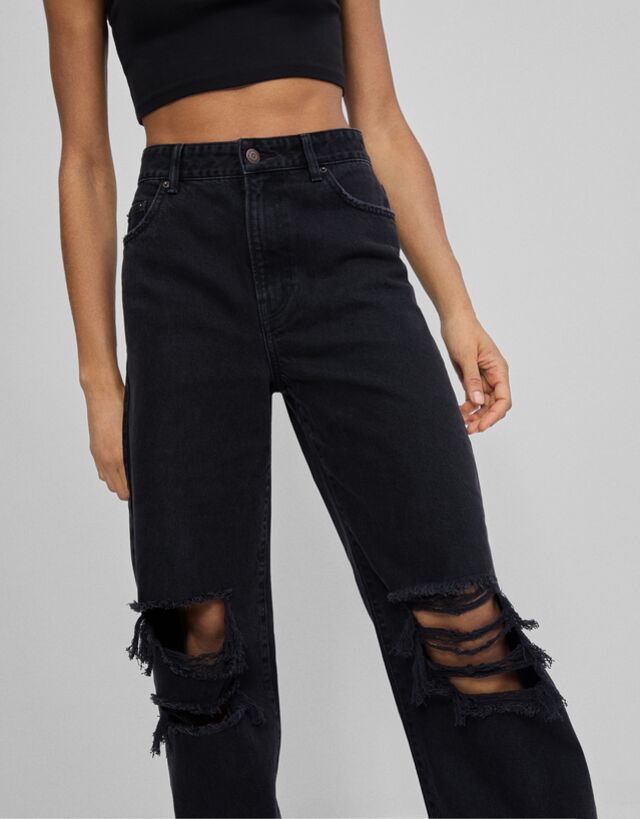 Mujer Jeans 90's rotos Azullavado | Jeans Bershka \u003c Esperando a Christine