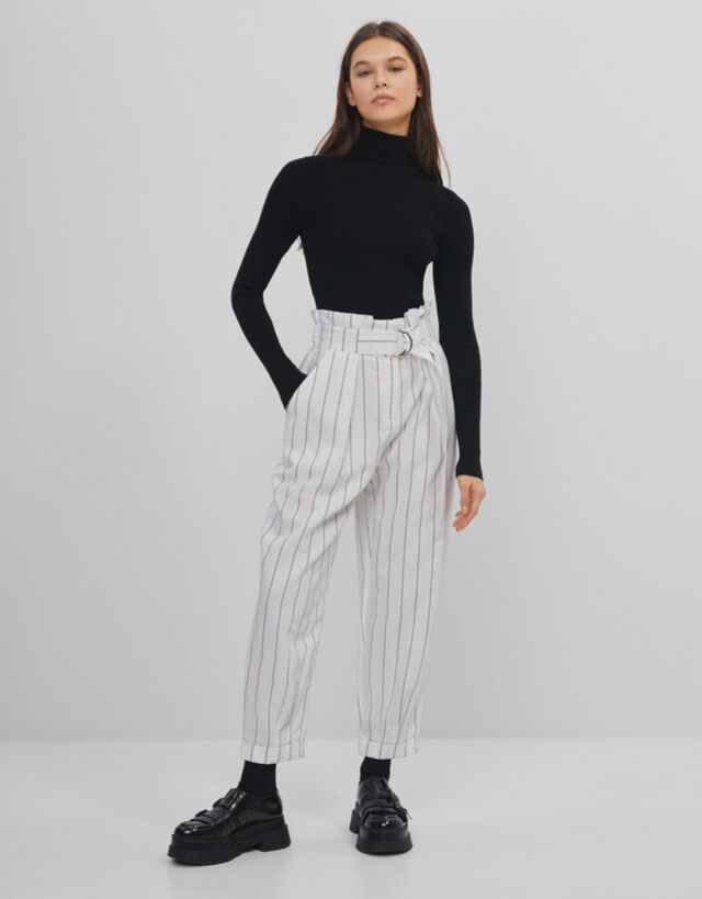 bershka pleat top slouchy trousers