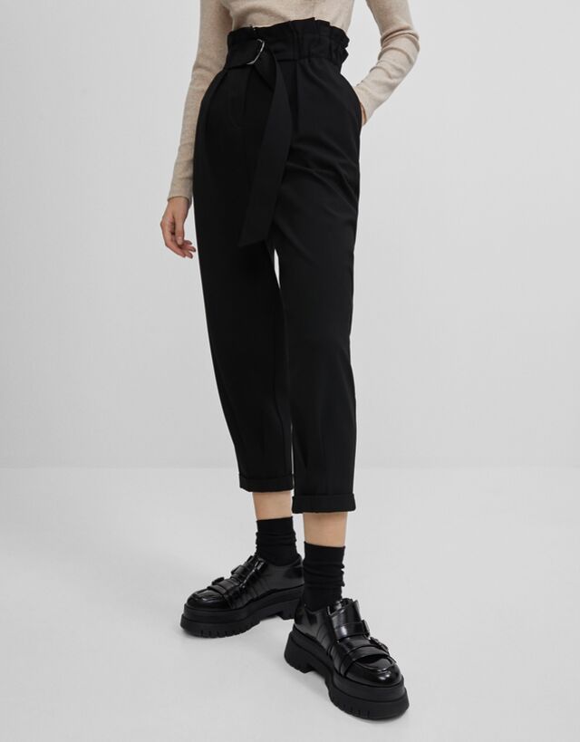 bershka pleat top slouchy trousers