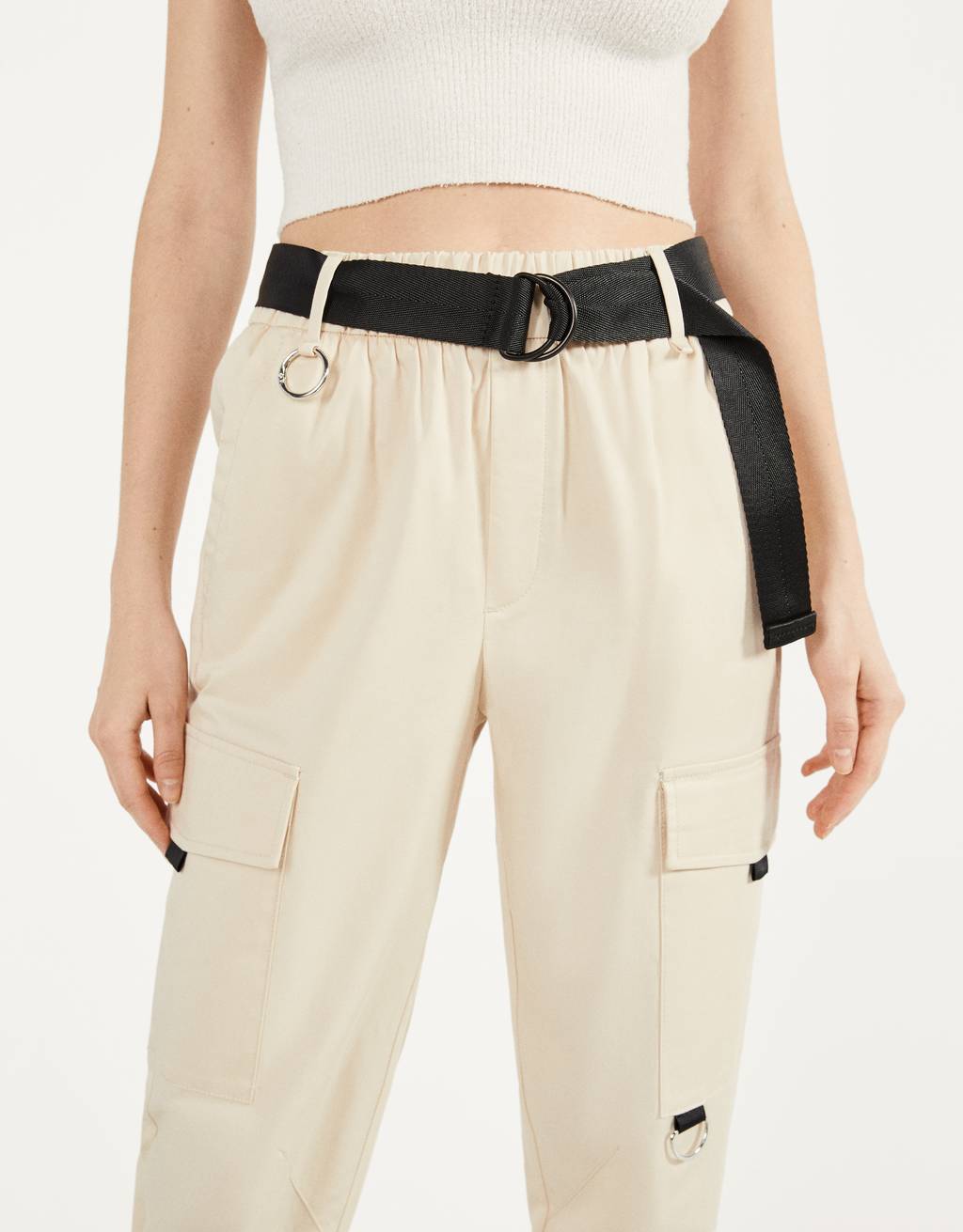 Poplin Kargo Pantolon Pantolon Kadin Bershka