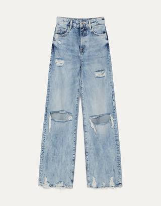 Mujer Jeans 90's wide rotos Azullavado | Jeans Bershka \u003c Esperando a  Christine