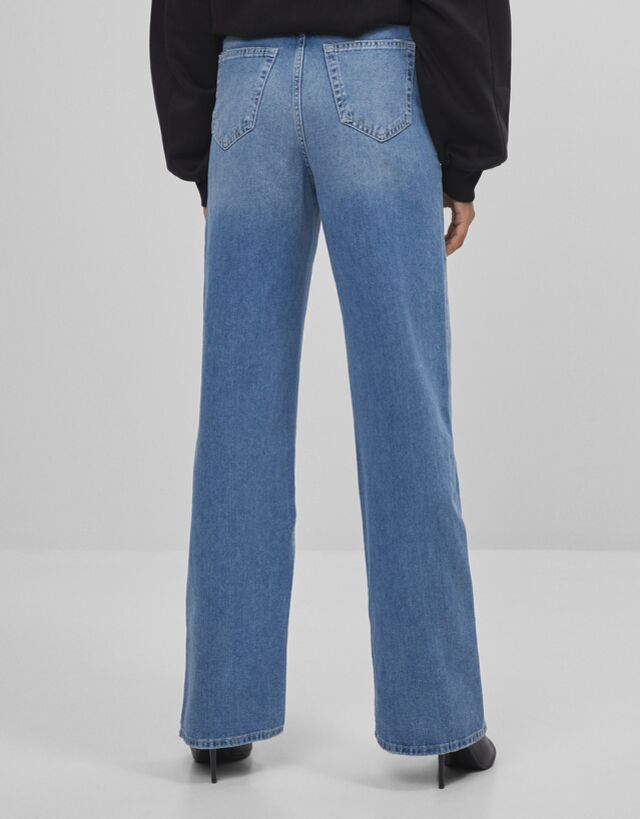 Wide-leg jeans - Denim - Woman | Bershka