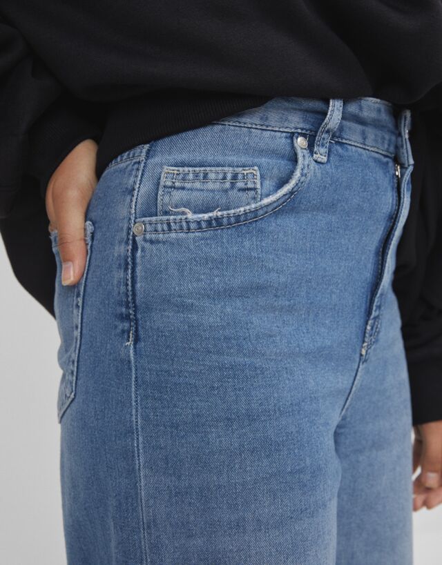 Wide-leg jeans - Denim - Woman | Bershka