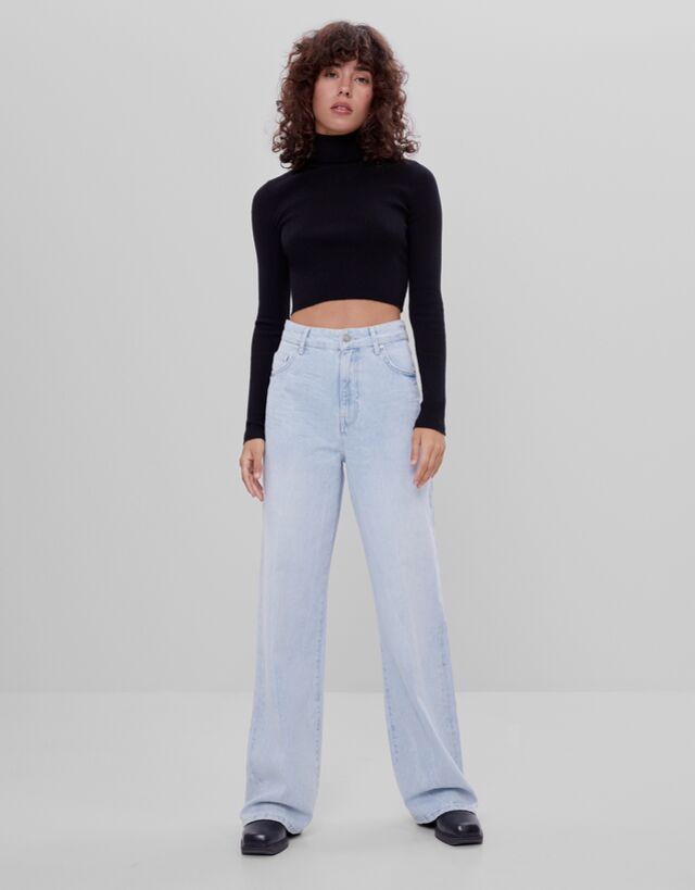 Wide-leg jeans - Dresses - Bershka 