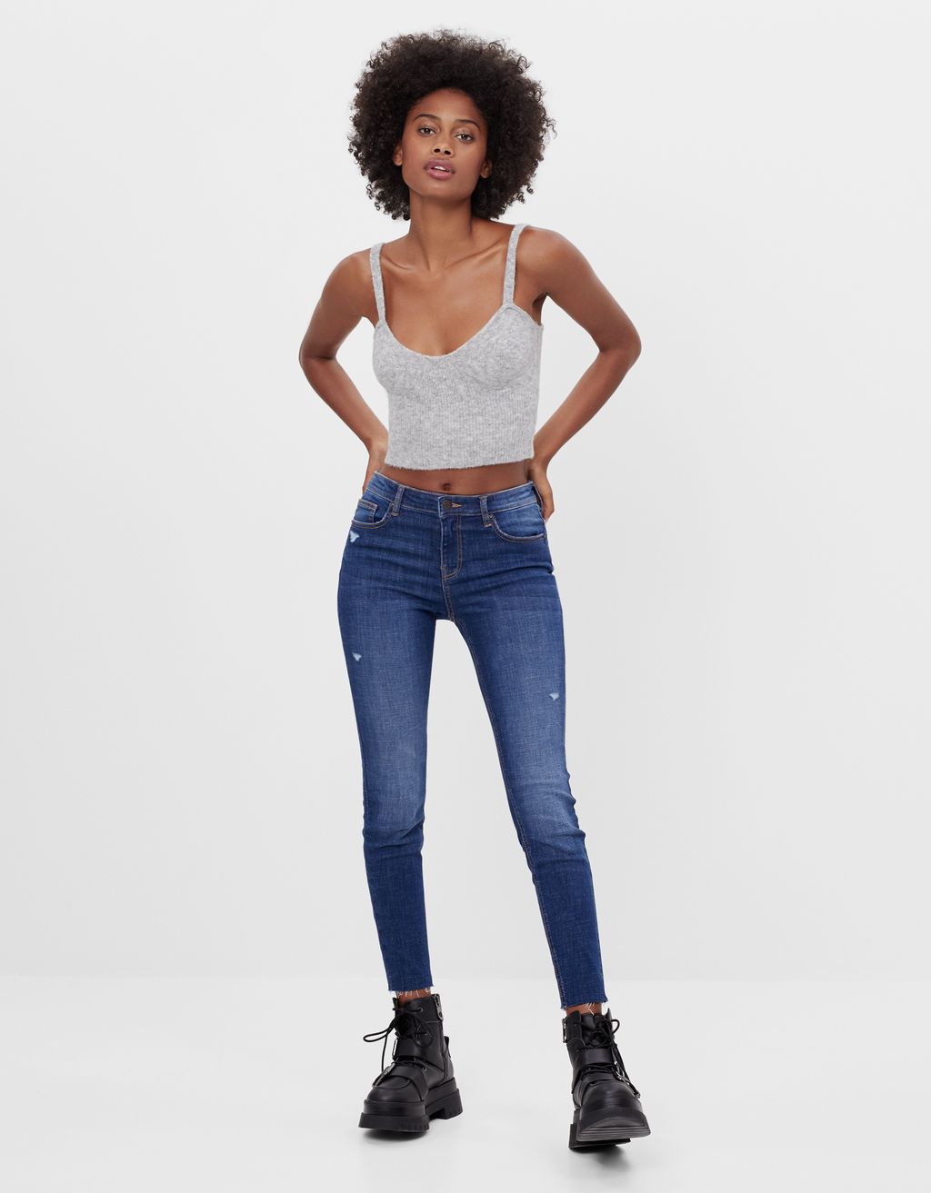 Jeans push up taille mi-basse - Femme | Bershka