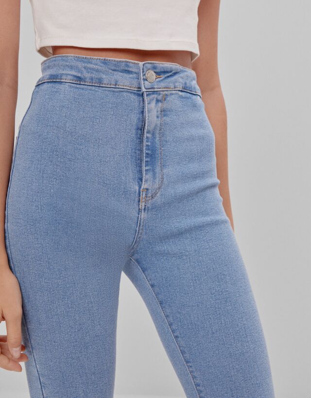 waist jeggings - Denim - Woman | Bershka