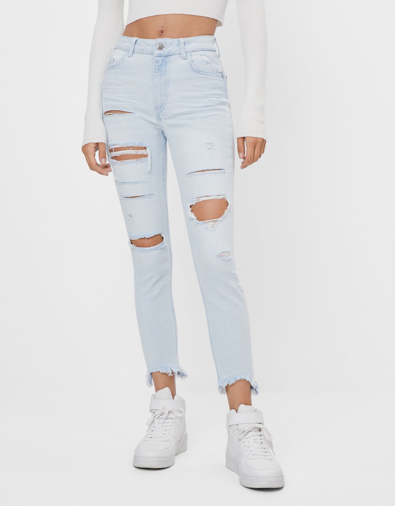 low waist ripped skinny jeans