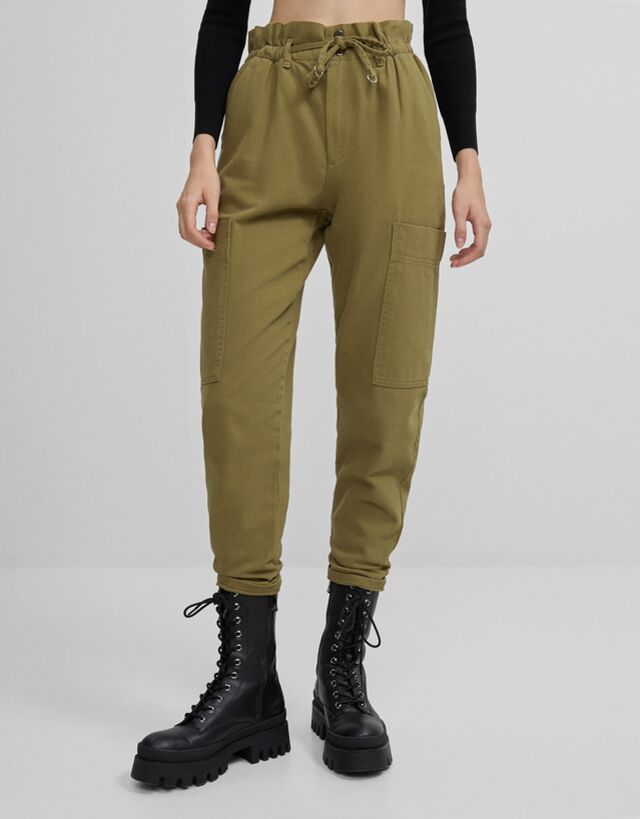 Pantalón bombacho con cinturón - Pantalones - Bershka Maroc