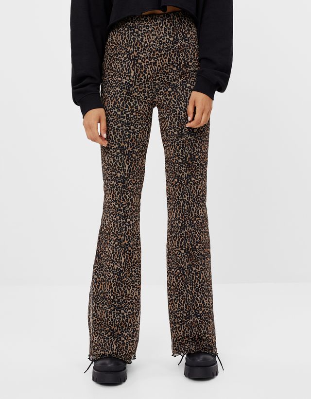 leopard flare jeans
