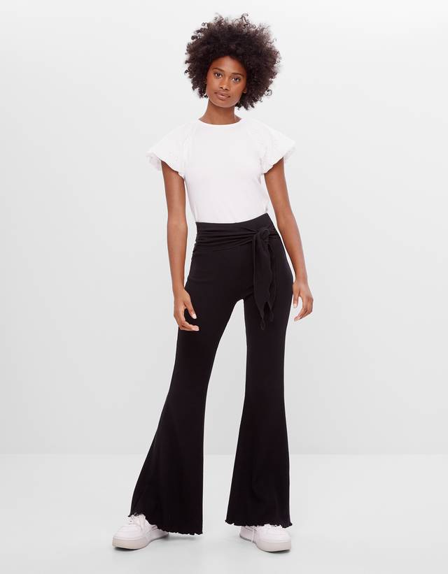 Pantalon flare bershka noir Clearance