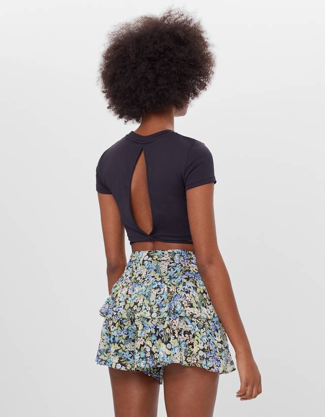 Falda pantalón flores - Bodies - Bershka Nicaragua